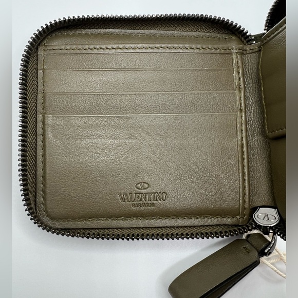 NEW VALENTINO GARAVANI Camouflage Nylon Leather Zip Around Compact Wallet - Picture 5 of 12